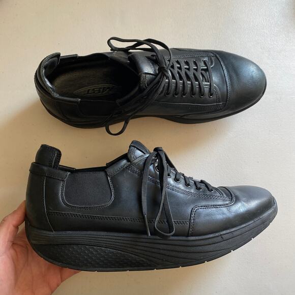 MBT Men's Black Leather Nafasi Lace Up Rocker Shoes Size EUR 42 US 8-8.5 - Picture 1 of 13